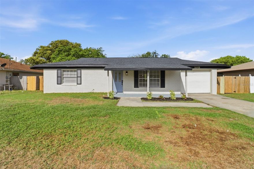 Perfect starter home in a serene community with NO HOA. This newly renovated home is move-in ready and worry-free! With a New Roof, New HVAC, New stainless steel appliances, new kitchen, bathrooms, flooring, and more... Everything’s updated for easy living and low maintenance. Enjoy relaxing mornings in the covered front porch or the spacious, covered lanai with a fully fenced yard. Also features a functional one car garage.. Located in close proximity to shopping, dining, local schools and more within close radius. Do not miss your opportunity to see this home!