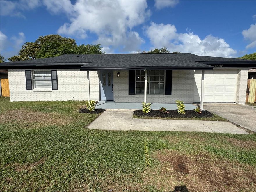Perfect starter home in a serene community with NO HOA. This newly renovated home is move-in ready and worry-free! With a New Roof, New HVAC, New stainless steel appliances, new kitchen, bathrooms, flooring, and more... Everything’s updated for easy living and low maintenance. Enjoy a relaxing morning in the covered front porch or the spacious, covered lanai with a fully fenced yard. Also includes a functional one car garage.. Located in close proximity to shopping, dining, local schools and more within close radius. Do not miss your opportunity to see this home!
