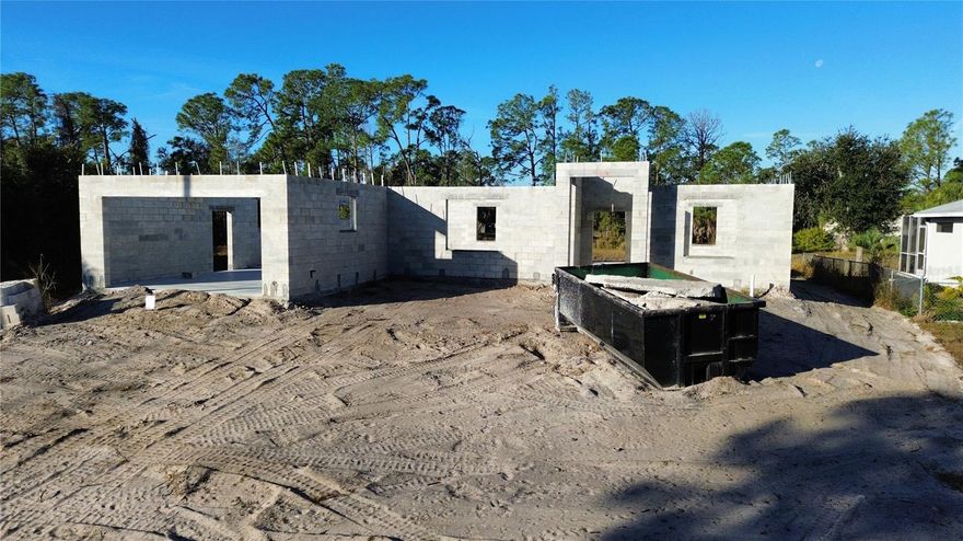 Under Construction. Under Construction. Exceptional opportunity to complete your dream home  or investment property that futures 3 bedrooms/2 bath plus bonus room/office in desirable North Port, Florida. Construction has been started with concrete block exterior walls (shell) already in place; however, no roof, interior framing, or utilities have been installed, allowing the new owner complete flexibility to finish the home to their exact specifications. Situated in a no-HOA area with convenient access to shopping, dining, schools, and the beautiful Gulf Coast beaches. Ideal for builders, investors, or buyers seeking a customizable project with strong potential. Building and septic permits both expired. Property is being sold AS IS.
