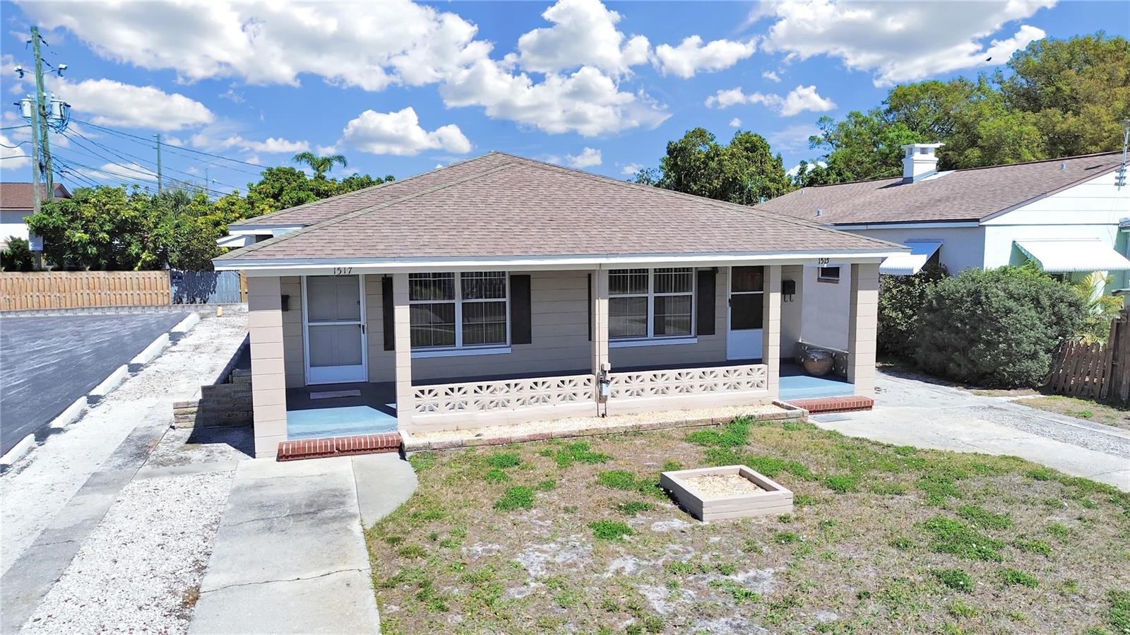 Incredible investment opportunity in the Magnolia Heights neighborhood of St Petersburg. This block construction Duplex has 2 1/1 units, both with central air, double pane windows and there is a laundry hook up in one of the units . Set back off the street, each unit has a driveway and shared front porch with wood ceiling. Maximize your rental income with some minor updates making a very attractive return on investment. Bathrooms are original but in great shape. No flood insurance required. Roof - 2006, HVAC - 2018. Each unit metered separately for electricity. The location is very convenient for access to the I275 and also all the stores and restaurants on 4th St with Trader Joes and Fresh Market at 4th and 30th.