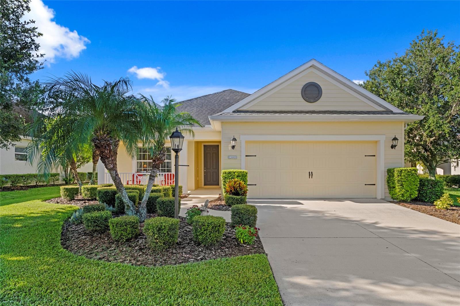Don’t miss this opportunity to transform your dream lifestyle into reality! This stunning home is packed with delightful surprises and high-end upgrades. As you arrive, you’ll be captivated by its charm, featuring beautifully landscaped gardens and a cozy front porch—ideal for enjoying your morning coffee or relaxing with an evening drink. Nestled in a quiet cul-de-sac, this home offers the perfect blend of neighborly connection and serene privacy, with minimal street traffic. Step inside the inviting foyer, and you’ll instantly feel the spaciousness, enhanced by breathtaking views of the serene backyard with its tranquil pond and nature preserve. With the den located just off the foyer, this versatile room offers views of the elegantly landscaped front yard. The gallery entrance features exquisite accent tile flooring, setting the tone for what lies ahead. The expansive open floor plan effortlessly connects the living room, dining room, and kitchen, providing an exceptional space for creating lasting memories with family and friends. The kitchen is a chef’s dream, equipped with an abundance of solid-wood cabinets, luxurious granite countertops, modern appliances, and a generous island. The living room exudes elegance with its tray ceilings and crown molding, offering stunning views of the picturesque pond and nature preserve. Pocket sliding doors seamlessly transition this space to the extended lanai, blending indoor and outdoor living beautifully. Retreat to your spacious primary bedroom, complete with dual walk-in closets for all your storage needs. The ensuite bathroom is your sanctuary, showcasing a double-sink vanity and a lavish walk-in shower adorned with striking floor-to-ceiling ceramic tile, along with a large linen closet for added convenience. Your guests will feel at home in one of the two generously sized guest rooms at the front of the house, each designed for comfort. The inviting guest bathroom features a convenient tub/shower combo with a linen closet, and an additional half bath ensures ease for everyone. The spacious laundry room also includes a storage closet, making chores a breeze. With an immaculately painted two-car garage featuring pull-down stairs to access the attic, this home has it all. Plus, a brand-new A/C unit installed in 2024. One of the standout features of Rivers Reach is its incredible selection of amenities, thoughtfully designed to suit a diverse range of interests and lifestyles. At the heart of the community is the clubhouse, the perfect gathering place to connect, socialize, and participate in a variety of activities. Inside, you'll find a fully equipped fitness center featuring cutting-edge equipment. For those who crave a refreshing dip, enjoy the resort-style pool, an oasis ideal for unwinding on sun-soaked days. The expansive sundeck invites residents to lounge under the sun or relax in the comforting shade of large umbrellas while families will love the playground. Furthermore, Rivers Reach features a picturesque trail that meanders through the community, offering an idyllic path for morning jogs, leisurely strolls, or bike rides. Seize this chance to live your best life in River's Reach—your dream home awaits!