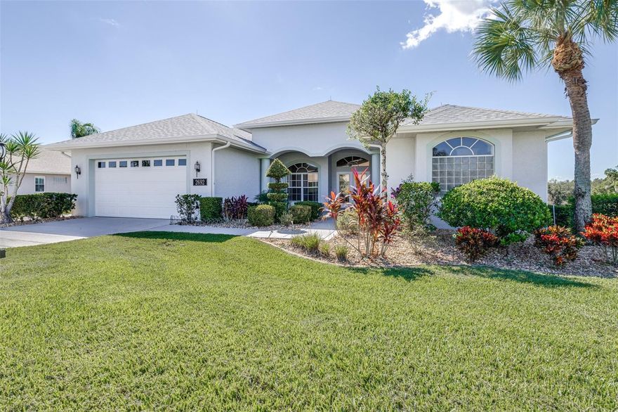 Stunning Golf Course Home in Huntington Hills, North Lakeland. Nestled along the 7th fairway of the world renowned Huntington Hills Golf Club, this immaculately maintained 3-bedroom, 2-bath single-family home offers an unmatched blend of comfort, style, and breathtaking golf course views. Boasting an open split floor plan, this residence is designed for both relaxation and entertaining, with abundant natural light filling the spacious, bright, and airy interior. Step outside to the huge, oversized lanai, perfectly positioned to capture spectacular views of multiple golf holes and the surrounding farmland—an ideal space to unwind or host gatherings while enjoying the tranquil scenery. The oversized 29-foot garage provides ample room for vehicles, storage, or even a workshop. Recent major updates include a new roof (2025) and newer AC system, ensuring peace of mind for years to come. The interior features solid surface countertops, generous living spaces, and all the comforts of a well-cared-for, thoughtfully updated home. This home is part of a vibrant resort-style community offering a clubhouse, pool, restaurant, bar, and golf course with optional memberships. Residents also enjoy access to a park, lake, spacious dock, and boat launch—perfect for outdoor enthusiasts. Conveniently located near shopping, airports, and world-famous theme parks, all within a 45-minute drive. Included in the sale are select furnishings, a garage refrigerator, and a golf cart, making this beautiful home move-in ready. Easy to show—schedule your private tour today and experience the best of Florida golf course living!