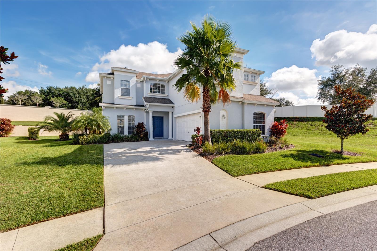 There is nothing standard about this home. Set on an oversized corner Lot of nearly 1/3 of an acre this home has total privacy with no neighbours behind or to the side. The home has been perfectly positioned to gain sun all day with the covered lanai having approximate 1600 sq feet of pool deck. This surrounds the sparkling clear 30 ft pool and bubbling spa that cascades in to the main pool. This area is the most private plot on the Tower Lake development. You can Sit and relax either on the comfortable deck furniture in the shade or the additional furniture at the back of the pool as you soak in the sunshine. The whole area is surrounded by numerous palms and tropical plants giving total seclusion.
Three of the six bedrooms have king-size beds and their own ensuite bathrooms. Bedrooms four and five, have 2 twin beds and the 6th bedroom has bunk beds which sleeps three plus a further single twin bed. This bedroom has an en-suite bathroom, All bedrooms come complete with night-stands with lamp, dresser, telephone, TVs. Total sleeping for up to 14 in all.
The home has a spacious family room to relax in with 2 large sofas and an easy chair all in soft leather. Suitably accompanied with end-tables and lamps, a coffee table
The kitchen is fully equipped and there is a breakfast bar that seats 4. The dining area has a table with 8 chairs.
A Washing Machine and Tumble Dryer are located in the Utility room
In the garage, there is a games room which has Table Football (Foosball), 7ft Air Hockey, a 8ft Pool Table which can be flipped to Table Tennis if desired an Exercise mat and an Elliptical Machine/Cross Trainer.. incidentally, Outside on the patio there is also a full size table tennis table.
24 hour gate guard and large fishing lake! Clubhouse and boating dock.