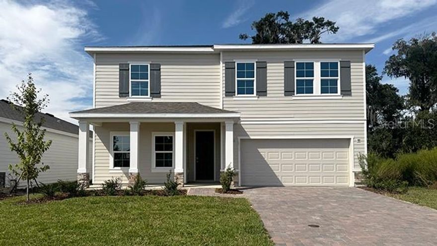 One or more photo(s) has been virtually staged. Under Construction. This spacious two-story floorplan includes a large open concept kitchen overlooking the great room and dining area that leads to a covered lanai. The first floor also provides a flex room upon entering the home, as well as a spacious guest bedroom and full bathroom. Upstairs there is a large bonus room, great for work or for play, as well as the Bedroom 1 with Bathroom 1, three additional bedrooms, a third full bathroom, and a well-appointed laundry room. This home comes with installed stainless-steel dishwasher, electric range, and microwave. Pictures, photographs, colors, features, and sizes are for illustration purposes only and will vary from the homes as built. Home and community information including pricing, included features, terms, availability, and amenities are subject to change and prior sale at any time without notice or obligation. CRC057592.