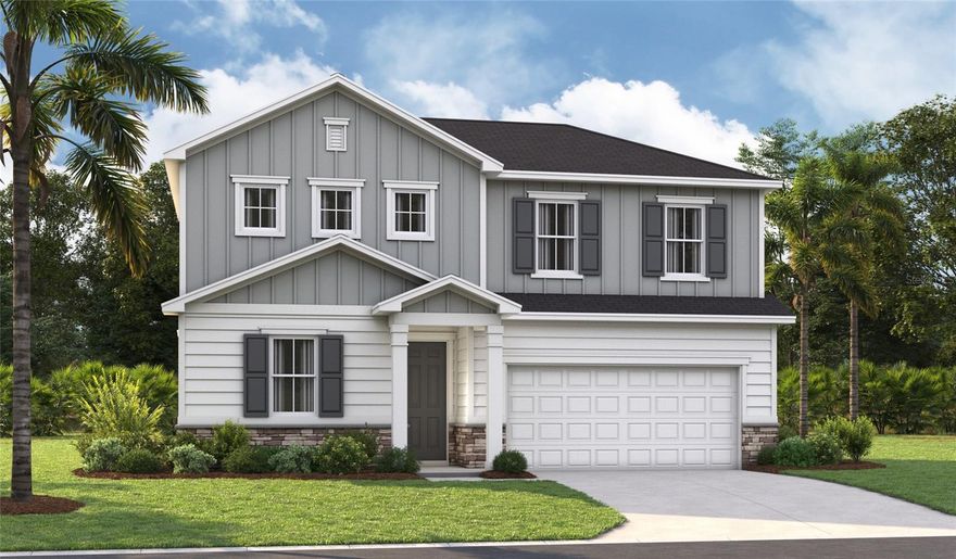 Move-in ready! 17k in Closing Costs, Blinds & screen enclosures through 5/17! Main-floor highlights of the thoughtfully designed Elderberry plan include a well-appointed kitchen boasting a walk-in pantry and a center island, an open dining area and a spacious great room. A lavish primary suite showcases a generous walk-in closet and a private bath with optional double sinks. The second floor features 2 bedrooms, a loft, and bathroom. A 3 car garage and paver driveway complete the home. Visit today! SAMPLE PHOTOS, actual homes as constructed may not contain the features and layouts depicted and may vary from image(s).