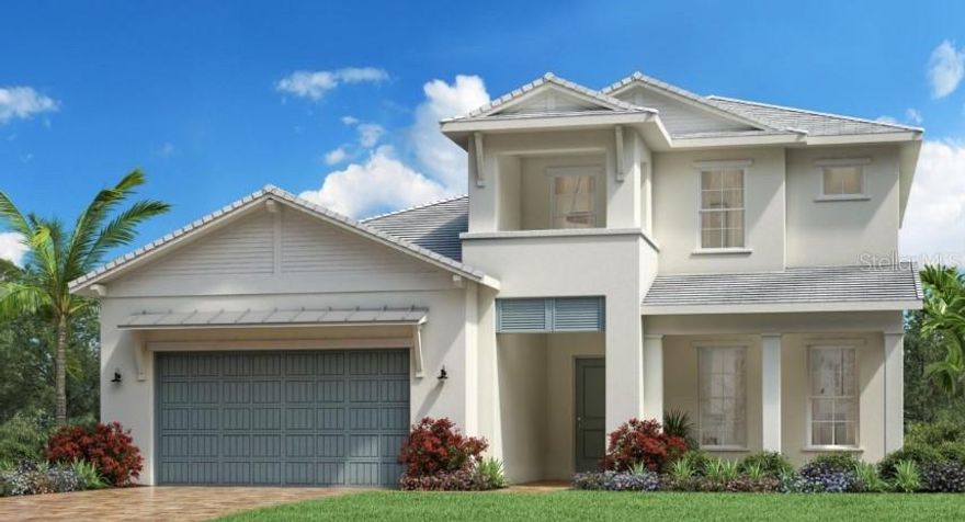 Under Construction. Expected completion May 2026. The Carver Elite's impressive two-story covered entry and foyer open onto the expansive great room with tray ceiling, sunny dining area, and desirable covered lanai beyond. The well-designed gourmet kitchen is equipped with a large center island with breakfast bar, plenty of counter and cabinet space, and sizable walk-in pantry. The beautiful primary bedroom suite is highlighted by an elegant tray ceiling, dual walk-in closets, and deluxe primary bath with dual-sink vanity, large soaking tub, luxe shower with seat, and dressing area, linen storage, and private water closet. Additional highlights include a spacious private office off the foyer, convenient powder room, centrally located laundry, and additional storage throughout.