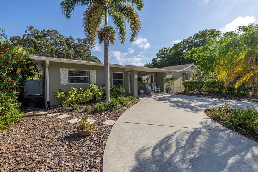 Modern coastal meets effortless entertaining. This Coffee Pot Park gem is ready for its next owner. **HOME HAS NEVER FLOODED**. Renovated in 2022 and located in the heart of NE St. Pete! Step into this 3 bedroom, 2.5 bath, pool home in the highly sought after Coffee Pot Park neighborhood. The open floor plan with updated kitchen is inviting from the moment you step in the door. The natural wood luxury vinyl floors and soft coastal colors create a large modern space. The recently updated kitchen is bright and airy with recessed lighting, quartz countertops, stainless steel appliances and well appointed island. There is a half bath just off the kitchen and close to the pool. This home has a split floor plan with 2 bedrooms and full bath off the main living area, leaving the Primary at the back of the home for a tranquil retreat. The primary is set off the main living area offering more privacy than a standard split floor plan. It is large with an ensuite bathroom and walk-in closet. The french doors from the primary lead to the cover patio and pool deck. The backyard is a personal oasis, great for entertaining or just enjoying your own slice of paradise with a covered paver patio and open pool deck (renovated 2020), pool (resurfaced 2020). Enjoy the low maintenance turf grass (installed 2023) out back and the lush landscape in front with the circle drive. This home is just steps to the waterfront Coffee Pot Park, public boat ramp and kayak launch for a water enthusiast's dream and miles of sidewalk along the waterfront leading to Tampa Bay and downtown St Petersburg. The location is within minutes to shopping, food, gyms and multiple parks. Centrally located to multiple schools - private, religious & public. Just miles from golf courses, museums, beaches, live entertainment and more. Approx. 8 mins to I-275, and approx 20 minutes to airports and the sandy gulf beaches. Don't miss this opportunity, schedule your tour today.