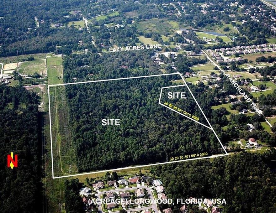 Pristine and unique acreage in sought-after Longwood consisting of two separate parcels totaling 54.8 (+,-) acres. (PID 30 20 30 301 0010 0000 49.589 AC and PID 30 20 30 301 001D 0000 5.219 AC). This acreage is the remaining undeveloped portion of the gated community known as The Meadowlands and enjoys an underlying approval for the development of eight additional lots, each being a minimum of five acres, which will also permit equestrian as specified by current A-1 zoning. The lots are laid out within Seminole County. To get them to their previously held individual parcel ID status, a request for a lot split via a Lot Un-Combination request would need to be submitted to Seminole County so that these previously platted lots can once again be assigned individual PIDs. This is a rare opportunity to develop these stunning estate lots in beautiful Longwood. Call for more information.