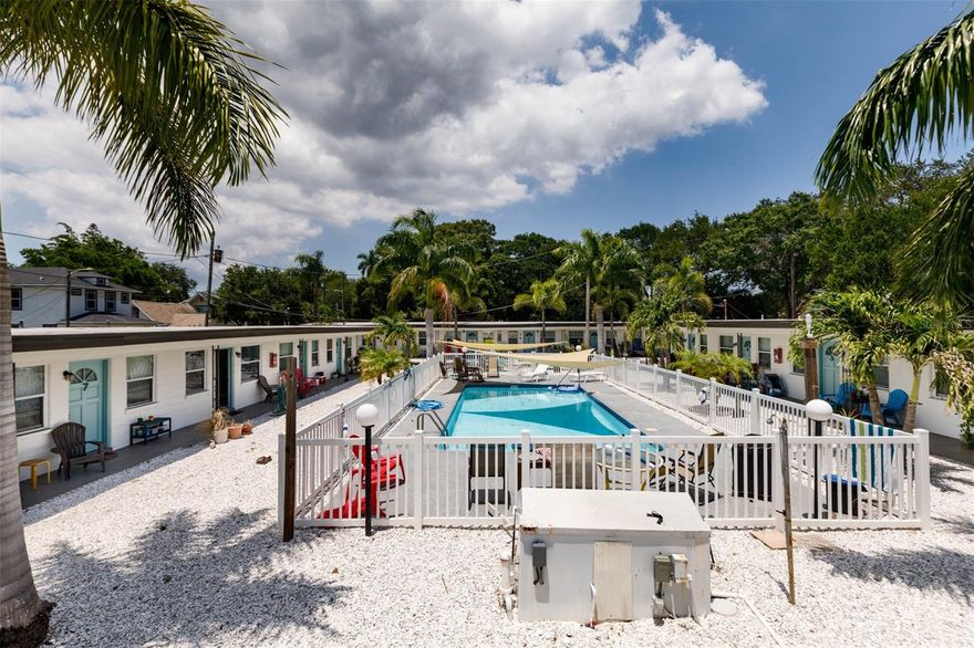 We are proud to bring to market one of Uptown St Petersburg's finest properties - Regency Villa Apartments!  Featuring 16 apartments on 3 PARCELS made up of 6 TOTAL LOTS, Regency Villa  Apartments has a significant footprint in booming St Pete.  Sitting in eminently WALK-ABLE and IN-DEMAND Historic Uptown, the property holds 15 studio apartments and one 1 Bedroom apartment in 3 freshly painted buildings surrounding a beautiful courtyard with pool - a truly peaceful oasis in the city!  With many recently renovated, these apartment homes are centrally located just blocks from downtown St Pete and Old Northeast, and just steps to 4th St and gorgeous Crescent Lake, providing an ideal location in a HIGH DEMAND rental area for tenants now and in the future! OFF STREET PARKING for most, ON SITE LAUNDRY for all, and a SHADED & FENCED POOL tying it all together make this property truly unique for the product, the market, and the location, ensuring strong rentability ahead with less income volatility - tenants will choose these apartments over others, leading to fewer, shorter vacancies between tenancies.  Recent density allowance trends bode well for the future of these 6 LOTS on just over half an acre in one of the top markets in the country.  With easy access to the freeway for a short drive to Tampa or either of our excellent airports, and an even shorter 12 mins to gorgeous St Pete Beach, this property is positioned perfectly for the best of Tampa Bay living - your tenants will thank you!!  Video tour available, showings of vacant units allowed when available, and always happy to meet on site for a walkaround so don't hesitate to reach out!