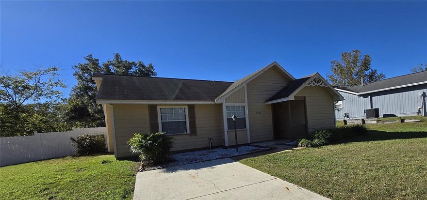 3/2 ( Northridge) - Nice, spacious open-floor plan home on a corner lot in a desirable neighborhood. Close to restaurants, entertainment, I-75, and walking distance to Santa Fe College. Laminate wood floors throughout the entire home; brick wood-burning fireplace in the living room. Glass sliding doors off of the living room open to a large tiled, screened-in porch. The hall bath has tiled floors, one sink vanity, and a tub/shower combo. The master bathroom has been fully remodeled, with a new sink vanity, tub/shower combo, and tiled floors. The slider door off of the master bedroom leads to the fenced backyard. Utility closet in the hallway, with washer and dryer included. There is plenty of storage throughout this home. **One Small Pet Allowed** Estimated total Sq footage 1465. Pets allowed.
Fenced back yard with storage shed (shed not warranted for repairs) COMMUNITY POOL **Ask us about our Security Deposit Plan

Available: 11/7/2025

**Residents are enrolled in the Resident Benefits Package (RBP) for $39.95/month which includes renters insurance, HVAC air filter delivery (for applicable properties), credit building to help boost your credit score with timely rent payments, $1M Identity Protection, our best-in-class resident rewards program, and much more! More details upon application. **