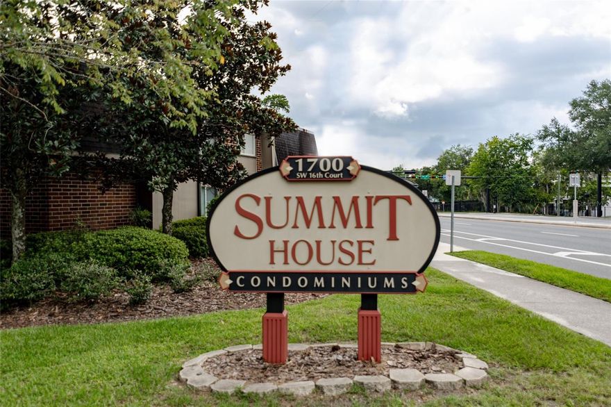 A well-maintained 2 bedroom FURNISHED apartment at Summit House Condominiums. EQUIPPED WITH All THE FURNITURE AND FURNISHINGS. WATER and WATER SEWER is included in the monthly HOA. Community includes a pool, laundry facilities with washers and dryers. NEW HVAC 2024, NEW REFRIGERATOR AND STOVE, NEW TOILET AND SINK IN BATHROOM. Parking allowed with Parking decals only provided by the HOA. Conveniently located just one block from Shands Hospital, and the VA Hospital, and only 1.5 blocks south of UF. Summit House proximity to UF makes it an ideal location for undergraduates and graduates alike; similarly, being in a close proximity to Shands Hospital and VA medical complex makes it convenient housing for medical personnel. There is an RTS bus stop directly in front of Summit House. Renters Insurance Required.