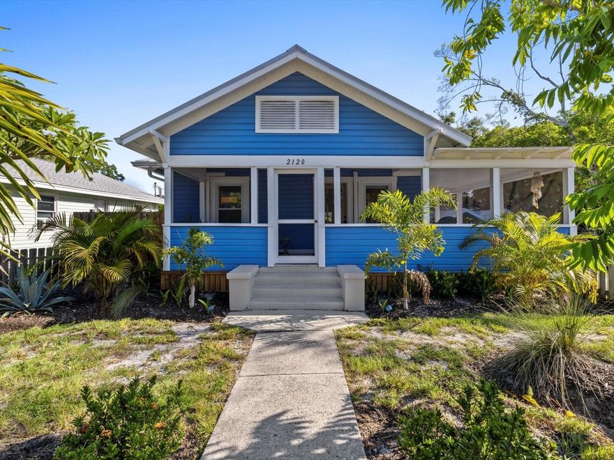 **Fantastic location!** Come see this inviting 2 bedroom/ 1 bath + den furnished home located just one mile from downtown Bradenton! Upon entering enjoy the wrap around front porch that is a perfect spot to enjoy your delicious coffee! Gather in the living room where you can appreciate the cozy atmosphere and fireplace! Optimize the den space to be an office plus extra bedroom with the convenience of a Murphy bed for guests! Improvements include interior and exterior paint, along with partial new electrical wiring.  Updated Double pane windows help minimize sound and increase energy efficiency, GFCI updates, kitchen Quartz countertops, matching stainless steel appliances in the kitchen, laundry room enclosure and new screening. Venture out back to the fenced in backyard where you'll find space to entertain! Utilize the shed that is hooked up to electricity. Just a 12-minute drive to Manatee Beaches! Make it this home yours today! *Property currently used as a short-term rental. Please inquire on upcoming short term rental booking dates as this will be updated. *