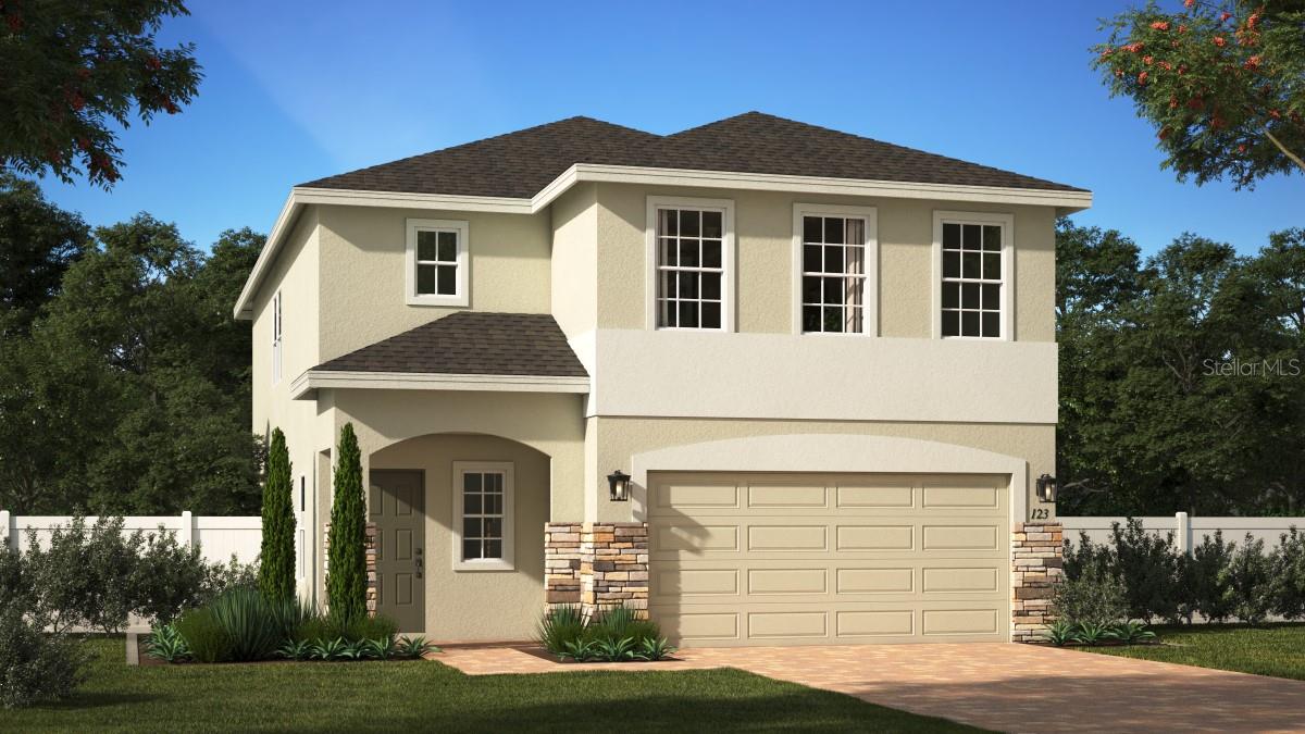 Under Construction. Discover the charm of our exceptional Sanibel plan, perfectly nestled on a cul-de-sac homesite with serene pond views. This thoughtfully designed home welcomes you with a grand 2-story foyer, a versatile first-floor den with French doors—ideal as a private office, and spacious Great Room overlooking covered rear Lanai - perfect for indoor / outdoor living. The upgraded kitchen is a true showstopper, featuring 42" cabinetry, quartz countertops, sleek tile backsplash, a spacious center island, pantry closet, and stainless steel appliances. Enjoy stylish tile flooring throughout the 1st floor main living areas, and window blinds are included throughout for added privacy. Upstairs, a roomy loft offers additional living space, while the luxurious primary suite boasts a spa-like en-suite bath with dual sinks, quartz countertops, and a walk-in shower with glass enclosure. Outside, attractive landscaping, decorative stone accents on front exterior, and brick paver driveway and lead walk complete the perfect blend of comfort, style, and curb appeal. Preservation Pointe is close to the popular Posner Park with dining, shopping and Imax theater, with easy access to major thoroughfares.
