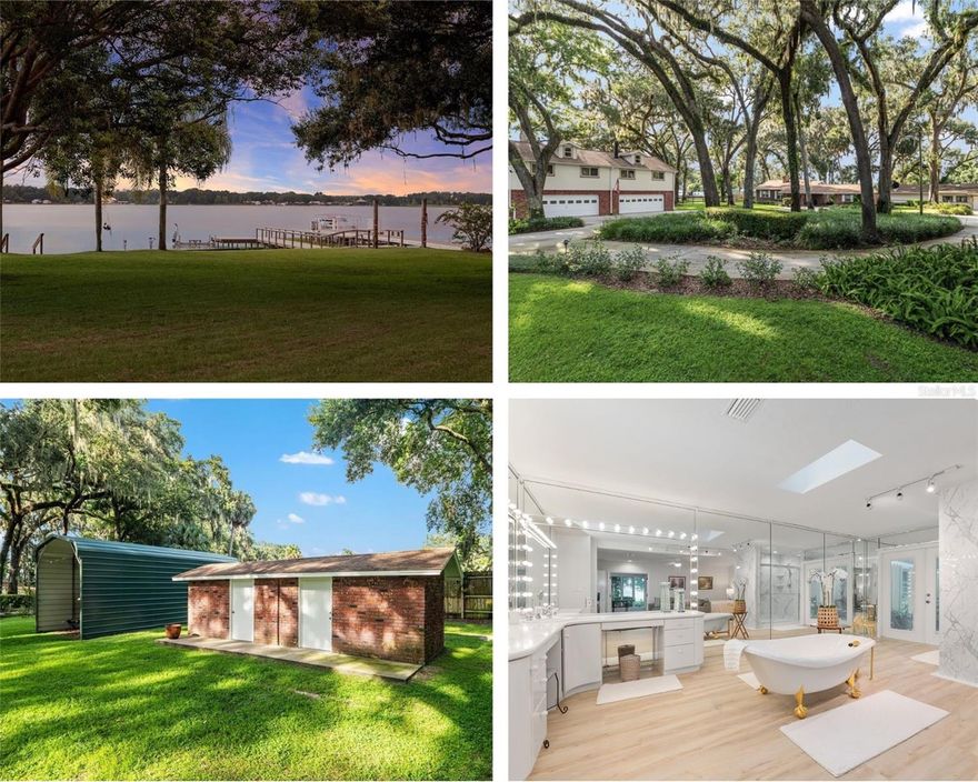 Rare Lake Weir Waterfront Compound | Acreage + Sandy Beach | Minutes to Ocala & The Villages

Discover a truly one-of-a-kind lakefront retreat on Lake Weir, offering the perfect blend of privacy, space, and Florida resort-style living. Set on 3.44 acres with 147 feet of pristine sandy beachfront, this gated waterfront estate delivers the rare opportunity to own acreage directly on the water—ideal for buyers relocating to Florida in search of sunshine, serenity, and year-round outdoor living.

Surrounded by mature trees, lush landscaping, and peaceful water views, the property is designed as a private family compound or vacation retreat, featuring two fully furnished lake homes plus expansive guest accommodations. The residences include a charming 2-bedroom, 1-bath home and a second 2-bedroom, 2-bath home with an attached garage, offering flexibility for multi-generational living, hosting guests, or income potential.

A standout feature is the climate-controlled guest quarters above the four-car garage, currently used as a flex and game space, complete with tall ceilings, a wood-burning/gas fireplace, and a full bathroom—perfect for entertaining, extended stays, or creative use.

The outdoor experience is unmatched, with a private dock, sandy swim beach, paved drive, RV carport, extensive concrete walkways, and multiple gathering areas to enjoy sunrise coffee or sunset views over the lake. This is true Florida lakefront living, where boating, swimming, fishing, and watersports become part of everyday life.

Located just minutes from shopping, dining, and entertainment in The Villages and Ocala, and a short drive to the World Equestrian Center, this Lake Weir estate offers both convenience and tranquility. For those seeking a quiet waterfront lifestyle with easy access to modern amenities, this property delivers the best of both worlds.

All homes convey fully furnished, making this a seamless move-in opportunity. Select recreational items—including a ski boat, Jet Ski, ATV, trailer, and water toys—may be negotiated separately.

Whether envisioned as a primary residence, second home, multi-generational estate, or investment retreat, this exceptional Lake Weir waterfront compound is a rare offering in Marion County.

Schedule your private showing today and experience the serenity, space, and sunshine of Lake Weir living.