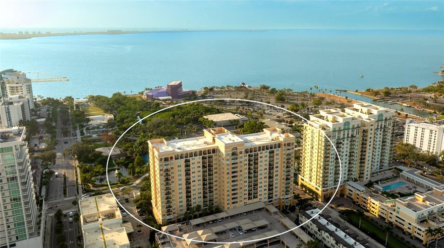 One or more photo(s) has been virtually staged. Experience true downtown living from this tenth floor condo in the Renaissance at Rosemary Place. This one bedroom unit offers uninterrupted views across the Sarasota bayfront and beyond, stretching from the shimmering water to the coastal horizon. Both the living area and the primary bedroom capture this panoramic backdrop, filling the unit with natural light and a constant sense of openness. The main living space blends easily with the private balcony where the bay, the Van Wezel, and the surrounding waterfront create a serene vantage point day and night. Inside, the unit features wood flooring throughout the main living areas, an open kitchen with generous counter space, and a spacious bedroom with direct balcony access. A full laundry closet adds convenience, and the neutral interior makes it simple to settle in or personalize to your taste. All appliances are brand new, and the unit also features a brand new HVAC, creating a completely move-in-ready opportunity with effortless comfort already in place. The Renaissance delivers one of the most complete amenity packages in downtown Sarasota. Residents enjoy a resort style heated pool, a relaxing spa, multiple outdoor lounge areas, a grilling courtyard, and a well equipped fitness center with both cardio and strength training rooms. Additional features include a sauna, business center, club room with catering kitchen, on site management, secure building parking, controlled access, and a 24 hour staffed reception desk. The location places you minutes to the waterfront, Bayfront Park, the Van Wezel, and the dining, shopping, and cultural energy of downtown Sarasota. Whether used as a primary residence or as an investment in Sarasota’s thriving downtown market, this unit offers strong long term appeal supported by water views, amenities, and everyday convenience. **THIS PROPERTY QUALIFIES FOR A 1% LENDER INCENTIVE IF USING PREFERRED LENDER. INQUIRE FOR MORE DETAILS.**