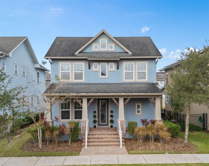 Home for lease in the heart of Lake Nona! Check out all the features of this beautiful home with 3 bedrooms and 2.5 baths. 
The open floor plan is bright and welcoming, with a large entryway, banks of big windows, and effortless room flow. Engineered hardwood floors throughout the first level evoke feelings of stability and calm, while 10-foot ceilings outlined with detailed large crown molding draw the eyes and lift the space.
Downstairs you’ll find a formal dining room, an office with French privacy doors, a half bath, laundry room, and a large first-floor master bedroom with full bath, tub, dual sinks, separate shower, and convenient California closets. 
The kitchen, with stainless steel appliances, cognac cabinets, glass subway tile, granite countertops, pantry, and a generous island, is designed to be a chef’s delight and a welcoming gathering center for guests and family members alike.
Ascend the statement staircase to the upstairs loft that has plenty of room for a full-size sectional and television--ideal for a kids' play area, game room, or teen retreat. If desired, the loft can be converted to another bedroom. Two additional bedrooms plus a full bath complete the upstairs spaces. The newly installed carpet with Tempur-Pedic padding provides sound absorption and comfort for the feet. Contact us today before this home is leased!