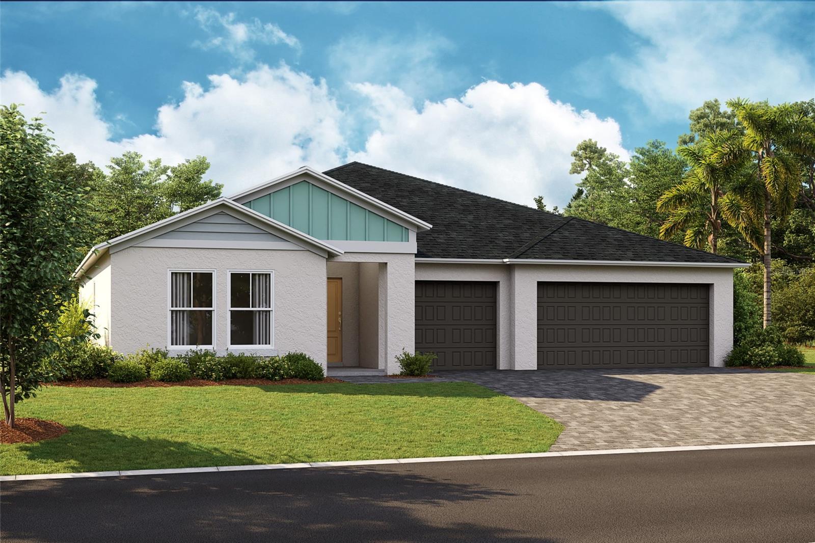 Under Construction. The Palmetto is a thoughtfully designed single-story home featuring a convenient three-car garage. As you enter through the foyer, you are greeted by a bedroom and bathroom, perfect for guests or family members seeking privacy. A versatile den offers a flexible space for a home office or hobby room. The foyer then opens up to the expansive main living area, seamlessly connected to a covered lanai, ideal for indoor-outdoor living. The kitchen and dining area form the heart of the home, offering a welcoming space for gatherings, featuring modern amenities and plenty of counter space. The owner's suite is a tranquil retreat featuring a spacious bedroom, a luxurious bathroom, and a large walk-in closet. The conveniently located laundry room near the master suite adds to the home's practicality and ease of living.
Experience the charm of country living with all the conveniences of the city at Cherrywood Preserve, a 55+ gated community. This golf cart friendly community in Ocala, FL offers boldly unboring new homes right next to the Market at Cherrywood: a short ride from groceries, restaurants, shopping, and Interstate 75. Homeowners have access to a variety of amenities including a lap and lounge pool, jacuzzi, fitness center, billiards room, horseshoes, shuffleboard, bocce, basketball and pickleball courts. Stay connected with neighbors through a lively social calendar and enjoy year-round gatherings in beautiful indoor and outdoor spaces.
Images shown are for illustrative purposes only and may differ from actual home. Completion date subject to change.
