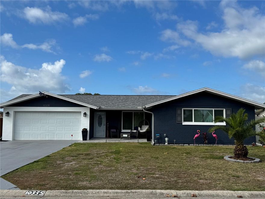 STUNNING THREE BEDROOM TWO BATH POOL HOME!! THIS EXTREMELY WELL CARED FOR HOME ALSO OFFERS AN EXTRA 256 SQUARE FOOT BONUS ROOM WITH HEAT & AIR THAT CAN EASILY BE USED AS A FOURTH BEDROOM, EXTRA LIVING ROOM AREA OR EVEN AN OFFICE!  NEW ROOF(2020).. NEW DOUBLE PANE HURRICANE RATED WINDOWS(2021).. COMPLETELY REFINISHED POOL WITH A NEW POOL HEATER!  UPDATED KITCHEN FEATURING STAINLESS STEEL APPLIANCES, CORIAN COUNTERTOPS AND EXTRA CABINET/STORAGE SPACE!  UPDATED BATHROOMS OFFERING NEW VANITIES AND REMODELED SHOWERS.. CEILING FANS THROUGHOUT.. OVERSIZED GARAGE WITH A SEPERATE LAUNDRY AREA.. BEAUTIFUL BRICK PAVER FRONT PORCH AND WALKWAY..  AND A NEW SHED!  ALSO VERY CLOSE TO RESTAURANTS, SHOPPING, MEDICAL, BEACHES, SUN WEST PARK, STARKEY WILDERNESS PARK AND MUCH MORE! CLOSE TO US 19 AND JUST A SHORT DRIVE TO THE SUNCOAST PARKWAY..  NO HOA AND NO DEED RESTRICTIONS..  SCHEDULE YOUR APPOINTMENT TODAY..