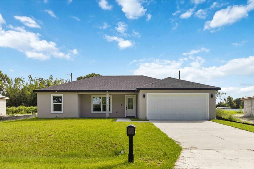 Under Construction. Ever thought of living near the beach in a Brand-New Home?? Here is your opportunity to own a New Construction home just 30 minutes to the Beach sitting on a 1/4 Acre Lot with NO HOA!! This Model (BORZON) offers 3 bedrooms, 2 bathrooms with a split floor plan and an open layout perfect for entertaining family and friends. No Carpets. Appliances and many extras INCLUDED. Must come take a tour of Model and check out the 2 available lots currently Under Construction right next door. With all the upcoming expansion in the Space Coast area this is THE BEST TIME to get ahead and grab your investment opportunity. Let's Get You Home!