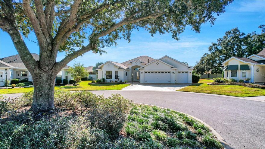 Rare Find in The Villages! Looking for a large lot with a POOL home, on a quiet cul-de-sac & BOND PAID? This FURNISHED/Almost Turnkey Lantana model offers 3 bedrooms, 2 bathrooms, and 2,031 square feet of living space on an impressive 0.71-acre lot in the desirable Village of Piedmont. The home also features a 2-Car PLUS  Golf Cart Garage, providing plenty of room for vehicles and storage. Step inside to enjoy tall ceilings and an open floor plan that is perfect for entertaining. The modern kitchen has been recently upgraded with quartz countertops and a new sink and includes a breakfast bar and cozy nook. The spacious primary bedroom features a beautiful ensuite bathroom, creating a comfortable private retreat. Outside, the sparkling pool with a waterfall and surrounding area creates the perfect private oasis for relaxation or gatherings. Recent updates completed in 2025 include a new split HVAC unit in the garage, a new pool pump, a new gas pool heater, and an electric dog fence. The windows have also been recently replaced, and the sprinkler system was upgraded by Water wizard.  The home comes with a Dean’s termite bond. A new roof was installed in 2024, the HVAC system was replaced in 2018 and the water heater is a 2017. BOND PAID! Ideally located close to shopping, restaurants, the VA and medical offices, this exceptional home offers space, privacy, and convenience, making it the perfect place to call home.  Golf Cart negotiable.