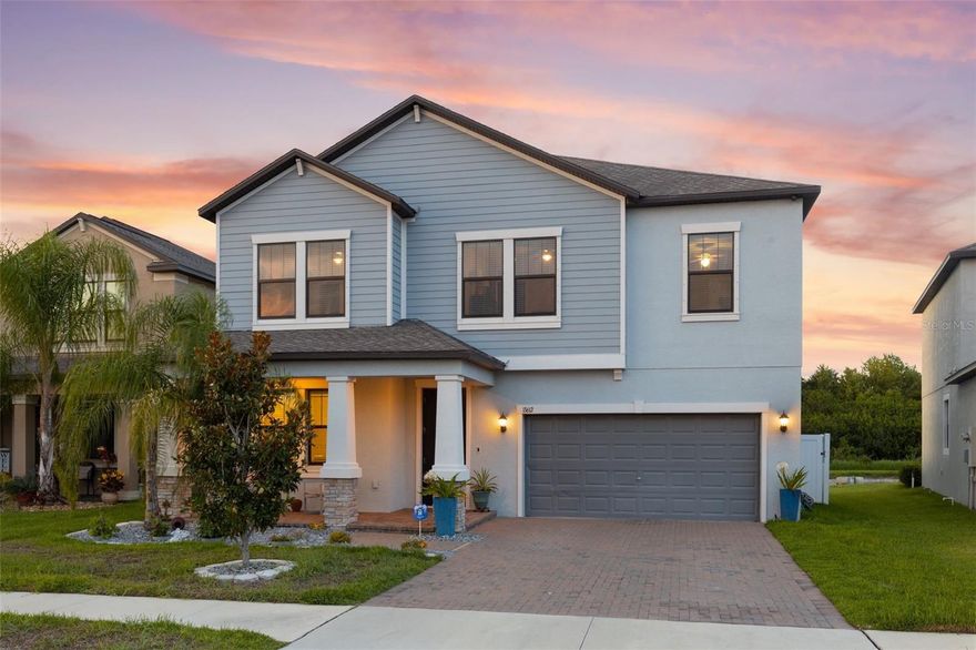 Ready to move in. Located on peaceful cul-de-sac accented by beautiful landscaping and trees, this picturesque Lennar home has it all and more! The open floor plan features a spacious, sun-filled living room with direct access to covered patio - perfect for an outdoor lounge area to relax and soak in the lake view that has preserves in the back that can never be developed! The formal dining room works for every occasion from entertaining friends and family or just a enjoying a home-cooked dinner. The classic kitchen has tons of extra tall cabinets, coffee bar, walk-in pantry and huge island with breakfast bar, a dream for anyone who loves to cook. Located upstairs, the Master Suite is truly a retreat complete with large bathroom featuring double vanities, soaker tub and extra-large walk-in closet. With 3 guest rooms, there are endless opportunities to create the ideal floorplan for you by easily transforming a room into a home office, gym or creative space. Bonus upgrades include fully fenced backyard, water treatment system for entire home, SMART home system, built-in security system with cameras, hybrid water heater, solar panels and more.