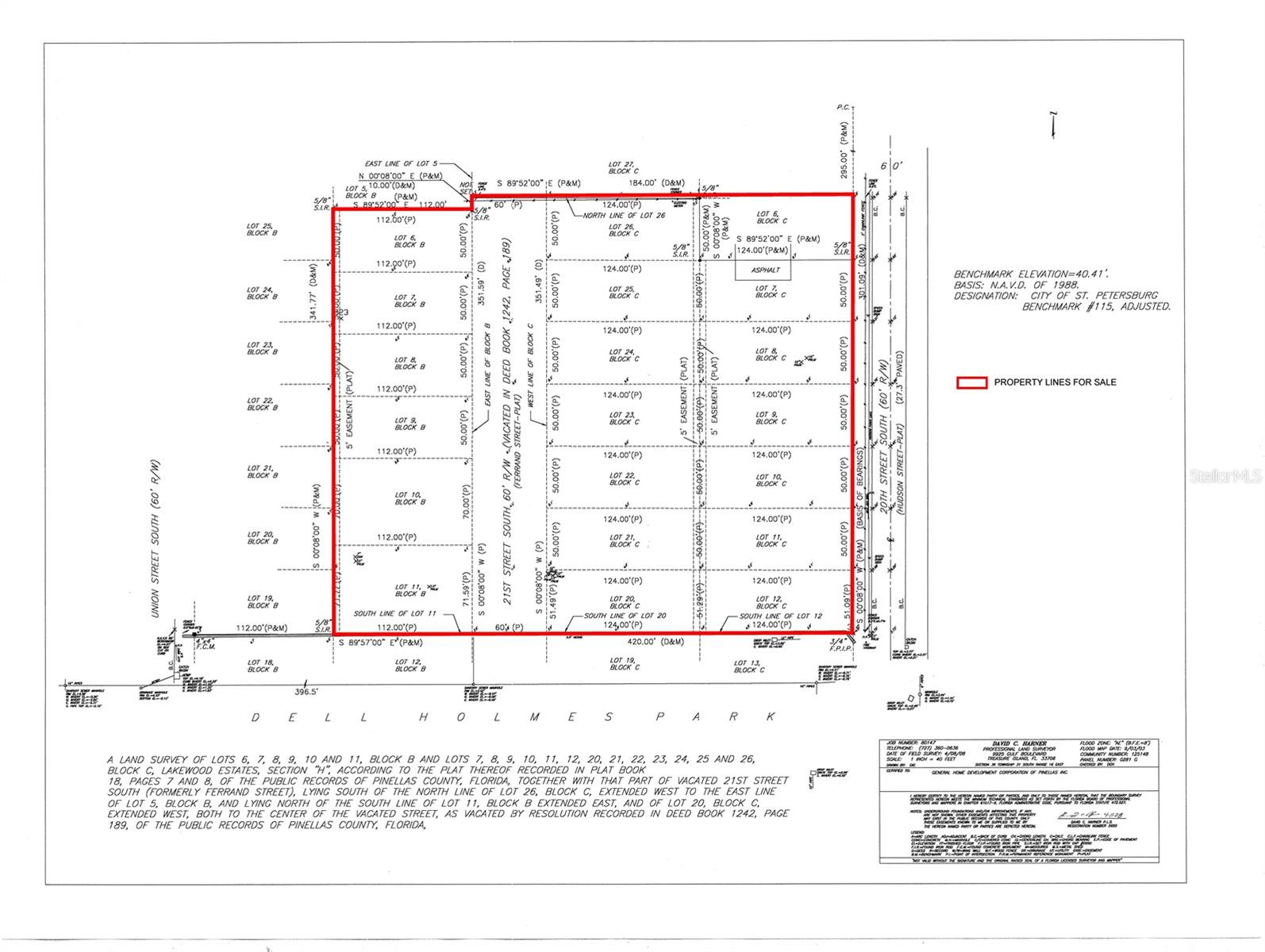 ENTIRE City block that will have up to 26 brand new contiguous homes as a community!! 6 of those homes/lots are already under construction on the far West side and not for sale. The balance of the property that is for sale is the already platted 20 lots and zoned for single family homes (Blk C, Lot 6 is included). Rare opportunity to have this size of a cluster in the City for all new construction. Interior road/driveway, water and sewer lines need to be added for services and access to the middle lots.