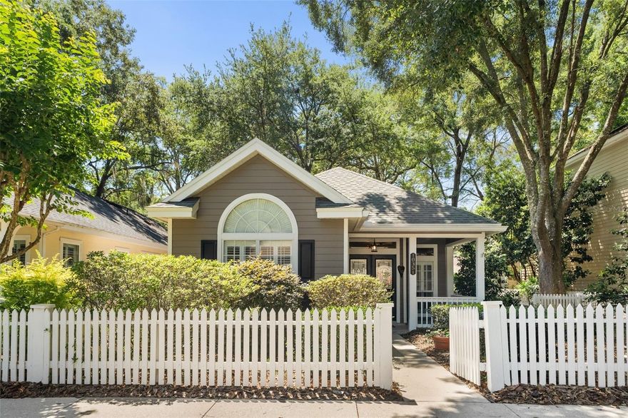 Welcome to this charming home nestled in the Chickasaw Way community of Haile Plantation Golf and Country Club! This beautifully maintained 3-bedroom, 2-bath home offers the perfect blend of comfort, style, convenience, and low-maintenance living in a picturesque white picket fence neighborhood. Inside, you’ll love the updated kitchen featuring 42-inch cabinetry, granite countertops, a breakfast bar, and an open layout overlooking the living and dining areas - perfect for entertaining. Luxury vinyl plank flooring flows throughout the main living spaces and one guest bedroom, while the primary suite and additional guest bedroom feature brand new carpet installed in May 2026. Elegant plantation shutters throughout the home add timeless character and charm. Major updates provide peace of mind, including a newer HVAC system (2021), new plumbing throughout (2022), and water heater (2025). The fenced side yard offers easy upkeep while still providing outdoor space to enjoy. Ideally located just minutes from University of Florida, UF Health Shands Hospital, Santa Fe College, I-75, shopping, dining, Publix, and top-rated public and private schools. Plus, you’ll love being close to Haile Village Center where you can enjoy local restaurants, boutiques, and entertainment. Residents of Haile Plantation enjoy access to scenic walking and biking trails winding throughout the community, perfect for morning strolls, evening walks, or enjoying the beautiful natural surroundings and golf course views. Don’t miss your opportunity to own this move-in ready gem in one of Gainesville’s most sought-after communities!