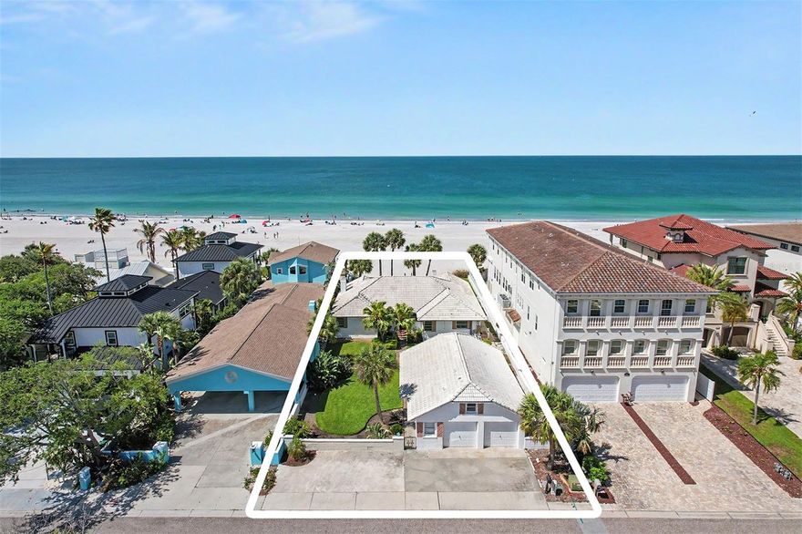 Build your dream home on the largest direct beachfront lot in Redington Shores! Ideally on Sunset Boulevard, one street removed from the bustle of Gulf Boulevard, this exceptional parcel offers privacy and a peaceful, relaxed atmosphere while keeping beachside convenience within easy reach. Among ultra-luxury custom homes, the lot presents a rare opportunity to create a spectacular residence with sweeping ocean views, expansive outdoor living space, and direct access to pristine sand and surf. Redington Shores is known for its pristine, award-winning Gulf beaches and famous sunsets, a quiet low-density residential character and an upscale seaside lifestyle. Residents enjoy easy access to popular dining, beachfront cafés, boutique shops and nightlife along Gulf Boulevard, plus nearby marinas, boating, fishing charters and water-sport rentals. You’ll be just minutes from Clearwater Beach, Madeira Beach/John’s Pass and St. Pete, with convenient drives to Tampa International Airport and regional medical centers. Friendly local events and abundant outdoor recreation complete the picture so contact the listing agent for lot specifics, building guidelines and to schedule a tour. This property has a single-family home and garage guest house on it that could be restored if desired.