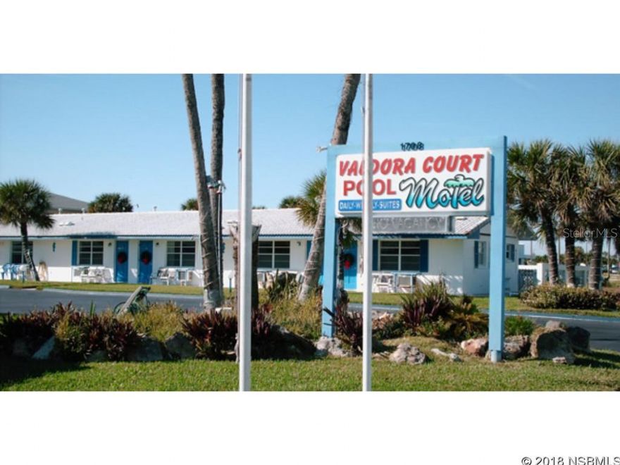 LOCATION, LOCATION, LOCATION. Looking to own your very own boutique hotel in a quaint New Smyrna Beach setting or prefer to go up to 5 stories, even start from scratch on this very unique piece of land. All possibilities at your finger tips. The Valdora Court Motel, has both 1 and 2 bedroom suites that offer full kitchens, queen, king and twins with all the luxuries of home. This is a very clean, friendly, charming, family-owned and operated motel.  Located across the street from the beach and just 1-quarter mile south of the Publix Shopping Center on Hwy AIA. Valdora has offered a family, friendly atmosphere for more than 35 years. Paradise at it's best. Don't dream it, Live it... Just 300 ft from the beach. Owner residence on site with office not included in SF on MLS. 3br/2ba home approximately 1800 sf.  Can be converted for additional motel rooms.  Following parcels are included: 7415-04-39-0040 and 7422-01-39-0030  All information is assumed to be accurate but not guaranteed. Buyers and agents shall verify all items deemed important to them. ;Water: City