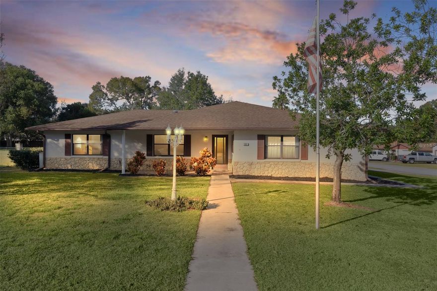 ADORABLE, WELL MAINTAINED 3 bedrooms and 2 full bathrooms at a great value! This incredible find is perfectly located on a .30 corner lot. It features a 2 car garage, large family room, enclosed Florida room, plus AN RV CARPORT! No deed restrictions, no Bond, just pure and simple home ownership! The floorplan offers a split bedroom plan, a living room and a HUGE FAMILY Room! The kitchen has an island, wall oven and microwave, a cook top and Stainless appliances. This home offers an affordable opportunity to own a home in a wonderful location close to shopping, restaurants and medical facilities. Additionally, the roof was updated in 2015, HVAC 2018, HWH 2025. Don't pass this one by, it is waiting for its new family!