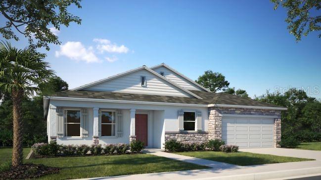 Pre-Construction. To be built. Welcome to The Harmony in Magnolia Estates—a limited community with spacious, oversized homesites, stone-accent exteriors, and sidewalk-lined streets. This residence showcases an 8’ full-glass front door, a foyer with tray ceiling, and soaring 9’4” ceilings with crown molding that carry throughout the home, setting the stage for refined Florida living.
At the heart of the open-concept design, the chef-inspired kitchen features quartz countertops, a designer tile backsplash, and a full line of stainless steel appliances including an ENERGY STAR® refrigerator. The kitchen flows seamlessly into the great room, where natural light pours in and extends to the covered lanai, perfect for year-round outdoor entertaining. A den with double French doors and tray ceiling provides a flexible space for work or relaxation.
The owner’s suite is privately tucked away and highlighted by a tray ceiling, spa-inspired bathroom with an oversized tile shower, separate soaking tub, dual vanities, and a large walk-in closet. Additional living spaces include a private ensuite guest room, plus two secondary bedrooms thoughtfully placed for comfort and privacy.
Smart Home features include a Ring Video Doorbell, Smart Thermostat, Keyless Entry Smart Door Lock, and Deako Switches, delivering modern convenience and security. Outside, the landscaped oversized lot with irrigation enhances curb appeal, while the two-car garage with workshop area provides ample storage and utility. Backed by a full builder warranty, The Harmony combines style, comfort, and peace of mind.
Don’t miss your chance to make this stunning home yours—schedule an appointment today!