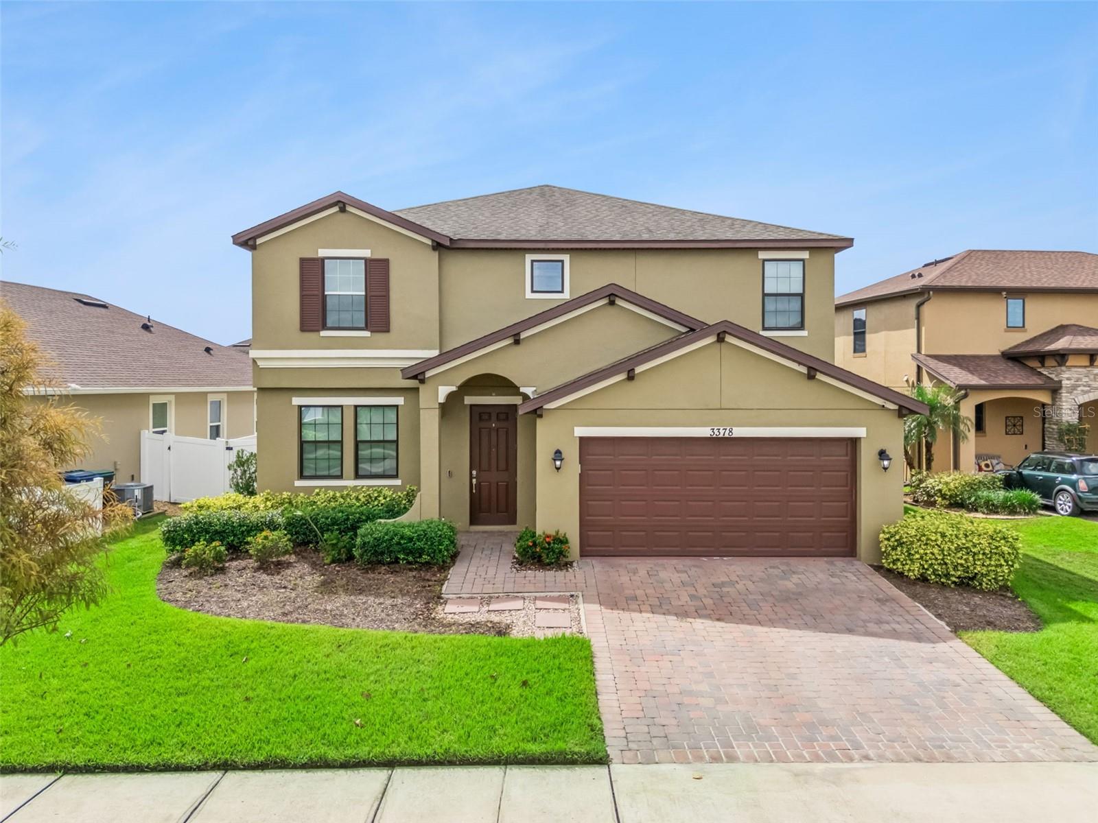 Luxury & Comfort Meet in Lake Nona’s Somerset Park ! Welcome to 3378 Puxton Dr, a stunning 4-bedroom, 3.5-bath home offering 2,819 sq ft of beautifully designed living space in the gated community of Somerset Park, one of the most sought-after neighborhoods in the Lake Nona area. Step inside to discover an inviting open-concept with high ceilings. With the flex room on your left and the stair case as you walk in adding an extra touch of elegance effortlessly combining luxury and everyday comfort. The gourmet kitchen features 42” dark wood cabinets, stainless-steel appliances, granite countertops, and a large island that opens to the spacious family and dining areas — perfect for both elegant entertaining and casual family gatherings. The home is bathed in natural light thanks to large windows and soaring ceilings, creating a warm and welcoming atmosphere throughout.Upstairs, a versatile loft space offers endless possibilities — whether as a cozy media room, home office, or play area for the kids. Relax in the expansive master suite complete with a spa-like bathroom featuring dual vanities and a separate specious walk-in shower — your personal sanctuary after a long day. Additional bedrooms provide ample space for family or guests, each thoughtfully designed for comfort and privacy. Step outside to enjoy your private, screened lanai overlooking a fenced backyard — an ideal spot for morning coffee, summer BBQs, or simply unwinding in the Florida sunshine. Living in Somerset Park means access to exclusive community amenities, peaceful walking trails, and proximity to Lake Nona’s vibrant Town Center, where shopping, dining, and entertainment await. This home perfectly balances luxury and livability, offering a friendly, welcoming environment in one of Orlando’s most desirable neighborhoods. Don’t miss your chance to make 3378 Puxton Dr your new home!