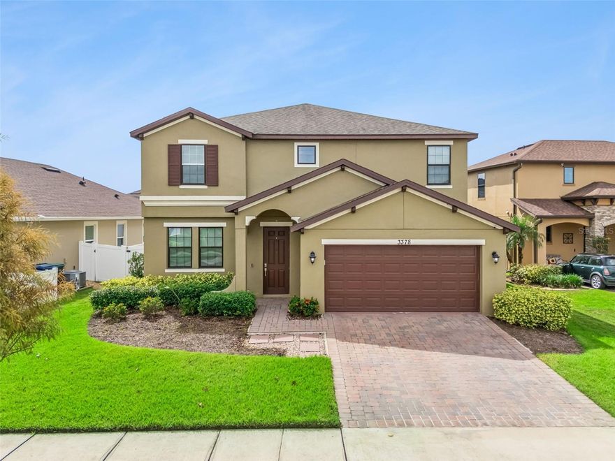 Luxury & Comfort Meet in Lake Nona’s Somerset Park !  Welcome to 3378 Puxton Dr, a stunning 4-bedroom, 2.5-bath home offering 2,819 sq ft of beautifully designed living space in the gated community of Somerset Park, one of the most sought-after neighborhoods in the Lake Nona area. Step inside to discover an inviting open-concept with high ceilings. With the flex room on your left and the stair case as you walk in adding an extra touch of elegance  effortlessly combining luxury and everyday comfort. The gourmet kitchen features 42” dark wood cabinets, stainless-steel appliances, granite countertops, and a large island that opens to the spacious family and dining areas — perfect for both elegant entertaining and casual family gatherings. The home is bathed in natural light thanks to large windows and soaring ceilings, creating a warm and welcoming atmosphere throughout.Upstairs, a versatile loft space offers endless possibilities — whether as a cozy media room, home office, or play area for the kids. Relax in the expansive master suite complete with a spa-like bathroom featuring dual vanities and a separate specious walk-in shower — your personal sanctuary after a long day. Additional bedrooms provide ample space for family or guests, each thoughtfully designed for comfort and privacy. Step outside to enjoy your private, screened lanai overlooking a fenced backyard — an ideal spot for morning coffee, summer BBQs, or simply unwinding in the Florida sunshine. Living in Somerset Park means access to exclusive community amenities, peaceful walking trails, and proximity to Lake Nona’s vibrant Town Center, where shopping, dining, and entertainment await. This home perfectly balances luxury and livability, offering a friendly, welcoming environment in one of Orlando’s most desirable neighborhoods. Don’t miss your chance to make 3378 Puxton Dr your new home!