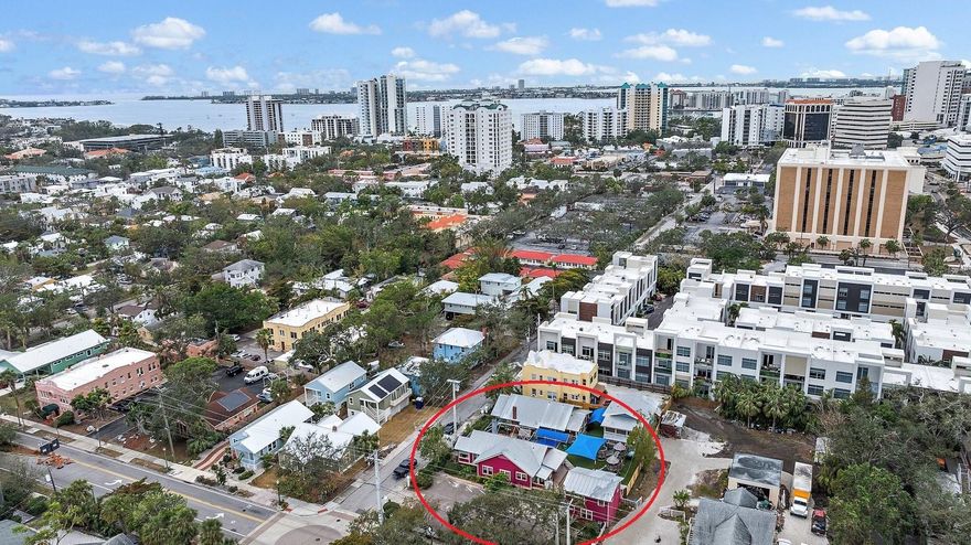 Love where you live, work and play! Welcome to "Soma City Homes" in Laurel Park, Sarasota, Florida. This exceptional development opportunity allows the developer the possibility of living in a beautifully appointed condominium or townhome having their own 1,000 square foot office/retail space on the ground floor, making your commute time ZERO! This location embodies the perfect blend of urban charm and developmental promise. A rare chance to own a prime piece of real estate zoned Downtown Edge, this property offers limitless potential for those looking to make a significant impact in one of Sarasota's most desirable neighborhoods. With the allowance for up to 25 units per acre, envisage crafting a community of up to 9 luxurious townhomes or 3 magnificent single-family homes, each rising to meet the clear blue Sarasota sky. This property not only promises a blank canvas for breathtaking residential development but also opens the door to commercial opportunities, catering to a vibrant and growing community. Delve into the essence of Sarasota living with unparalleled access to the city's most celebrated attractions. Just moments away, the Selby Botanical Gardens offer a sanctuary of natural beauty, while the soft sands of Lido Beach and the exclusive boutiques of St. Armand’s Circle provide endless leisure and retail therapy. Laurel Park is considered the cultural heart of the city with nearby access to the Sarasota Art Museum, join the lively scene at Marina Jacks, or immerse yourself in the green spaces of Laurel Park itself. While you plan and permit your vision, leverage the four existing structures on the property to generate income, making this not just a purchase but an investment in your future. Opportunities of this scale and versatility are rare in Sarasota, making this a highly coveted proposition for those ready to grow with the city and indulge in the lifestyle and privileges it offers. Don't miss your chance to be a part of Sarasota's growth and embrace all the beauty, culture, and vibrancy this remarkable city has to offer. DTE (Downtown Edge) zoning allows for up to 9 units with a ground floor office/retail use or 3 large, executive single family homes.