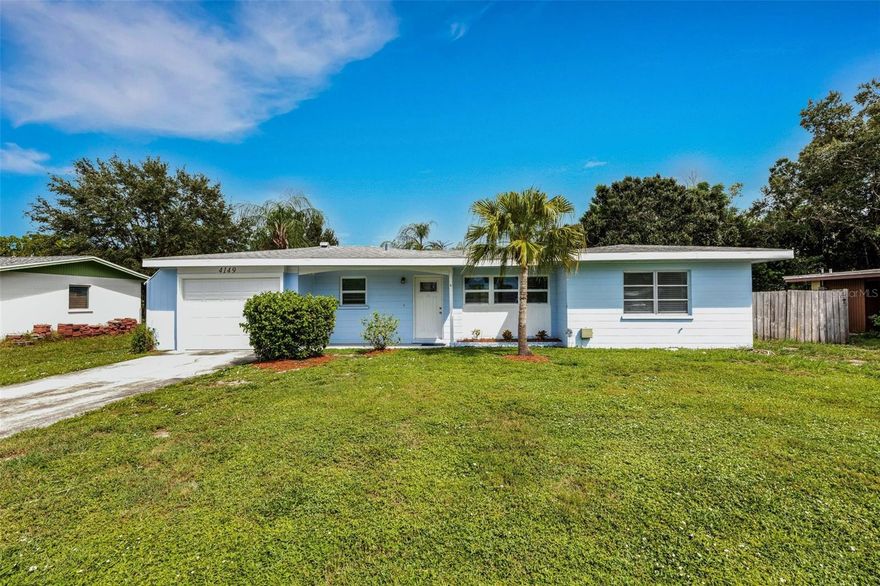 Welcome to this delightful 2-bedroom 2-bath home with an open layout and modern enhancements. The integrated living room and kitchen lead to an expansive covered lanai, perfect for relaxation. Enjoy privacy in your fenced yard, ideal for gatherings. The master suite boasts an ensuite bathroom with direct lanai access. Key updates: Freshly Painted Interior, Roof (2018), AC (2018), and Garage Door (2023). Positioned near shopping and close proximity to Siesta Key beach and downtown Sarasota, this location truly offers convenience for all.