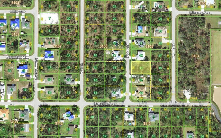 Beautiful wooded lot ready for your dream home in the heart of Port Charlotte! Enjoy the privacy of a quiet neighborhood while being just minutes from I-75, Towne Center Mall, shopping, dining, and everyday conveniences. Public schools are within 3 miles, and a private Montessori school is just around the corner. Sports fans will love being within 15 minutes of catching a game at the Rays Stadium. This property offers the perfect balance of peaceful living with amenities only 10–15 minutes away.  Drive by and envision the possibilities before finalizing your home plans!