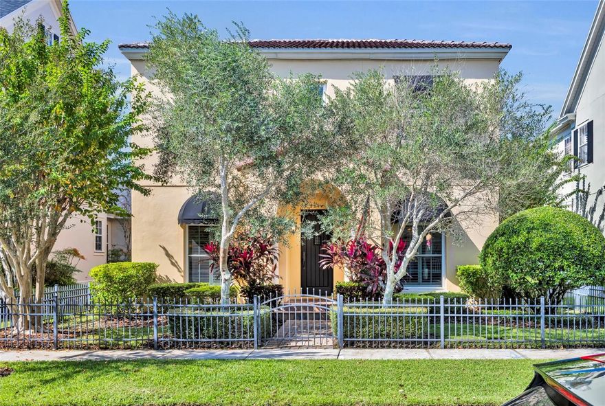 Welcome to this stunning Mediterranean-inspired home in the heart of Baldwin Park!
Step into your private oasis featuring a captivating backyard pool with elegant fountains, surrounded by a charming courtyard patio framed by classic columns, trellises, and lush mature landscaping — the perfect setting for al fresco dining and entertaining under the Florida sky.
A quaint fenced front yard greets you upon arrival, leading inside to soaring ceilings, rich hardwood floors, detailed crown molding, and custom window treatments that exude timeless elegance. The formal living and dining rooms overlook the front yard and flow seamlessly through a butler’s pantry into the serene chef’s kitchen, complete with an island, breakfast bar, gas range and cozy eat-in nook — all open to the inviting family room.
The spacious first-floor primary suite offers the ultimate retreat with its luxurious ensuite bath featuring dual vanities, a soaking tub, walk-in shower, private water closet, and a custom-designed walk-in closet.
Upstairs you’ll find two bright guest bedrooms with new carpet, a study nook, and a huge bonus room — ideal for a home office, gym, or additional family space.
Additional highlights include an indoor laundry room, rear-entry 2+ car garage with abundant storage (27x23), and an unbeatable location near Cady Way Trail, Baldwin Park Trail, and all the amenities of the Baldwin Park lifestyle — community pools, parks, fitness centers, dining, and shoppes.
WELCOME HOME!