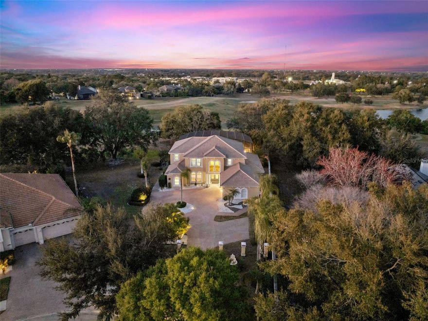 Premier Golf-Front Residence in Gated Palma Vista. 2500 St. Ignatius Ct sits on over half an acre at the end of a quiet cul-de-sac, offering one of the most desirable golf-front locations in the neighborhood. Positioned along the 14th hole, the home provides direct access to the golf course from the property. From the interior living spaces and balcony, enjoy views of the infinity pool, golf course, and tranquil water backdrop. A rare, private motor court at the entrance creates a dramatic sense of arrival and sets this home apart from others in the community. Recent updates include a newly replaced tile roof (January 2026) and newer A/C systems installed in 2023 and 2024, offering added peace of mind. With its exceptional lot, privacy, and golf and water views, this property is truly one of the finest locations in Palma Vista.