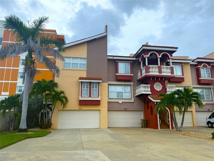 PRICE IMPROVEMENT! Live in Paradise! Luxury and convenience in this townhome just steps from the inviting sands of Madeira Beach and the lively energy of John’s Pass Village. This spacious Home offers premium finishes, modern amenities, and multiple private balconies to enjoy the fresh coastal breeze and stunning views of the Intracoastal. Located on the Main Floor is the Kitchen, Living Area, Balcony and Den/3rd Bedroom. The Open Living and Kitchen Area has a Balcony overlooking the Water. On the 2nd Floor over Living Space you will find the Primary Bedroom and Bathroom with a Private Balcony overlooking the Water, the 2nd Bedroom also has a Private Balcony Facing the Front of the Building, and Laundry on this floor . The Ground floor has an oversized 2 Car Garage and Oversized Covered Patio overlooking the Water. A few steps outside and you are at the Community Pool and Hot tub. Spacious Luxury throughout! Make this home your Beach Oasis! Whether you’re relaxing indoors, strolling to the beach, or exploring local shops and waterfront dining, this home puts you in the heart of it all. Sorry, No Pets, No Smoking. All Room Sizes Approximate. Dock Space is not included. $200 Non-refundable Cleaning Fee required.