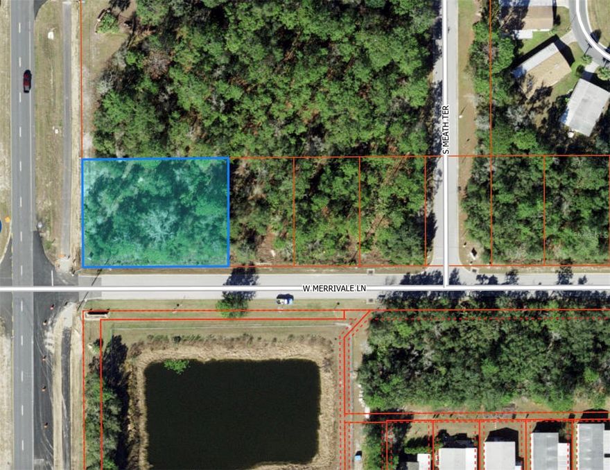 Vacant Land zoned Rural on a corner lot, adjacent intersection is  W Merrivale Ln and Suncoast Blvd.