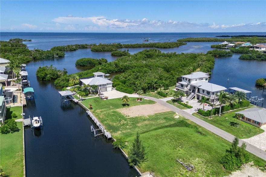 This is an exceptionally rare opportunity—just one lot in from the tip and only five minutes from the stunning waters of Charlotte Bay. No need to wait for a seawall; it’s already installed, along with a Captain’s Walk, boatlift, and electrical hookups. Even better, all the fill dirt is in place, so the lot is ready for your new build! The south-facing backyard ensures plenty of natural light, and the property features a manicured lawn and a paver driveway, as the lot was originally part of a three-lot parcel. Pirate Harbor is a welcoming boating and fishing community with a laid-back vibe that embraces golf carts and casual living. Enjoy effortless boat access to nearby islands such as Sanibel, Captiva, Boca Grande, Cabbage Key, Tarpon Point, and many more. Whether you’re spending the day cruising or fishing from your dock, you’ll regularly spot vibrant marine life, including dolphins and manatees, in this canal. Located in the thriving Punta Gorda area, Pirate Harbor offers easy access to downtown, Cape Coral, and Fort Myers. Why not embrace the pirate spirit and make this incredible community your home?