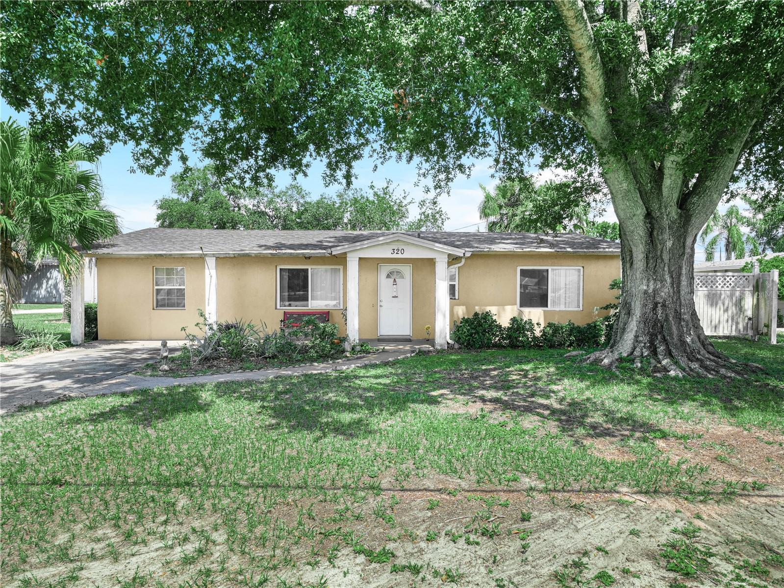 If you are looking for a pool home with an inground pool with a pool cage this mid-century home is a must see. No HOA! The home is conveniently located near Hwy 27 and Scenic Hwy. This 3-bedroom two bath home has a split plan with a large kitchen and, spacious dining room. The kitchen boasts granite counter tops and a wine fridge. The primary bedroom suite boasts a large walk-in closet and large en-suite bathroom. The bathroom features a large seated tiled shower, granite counter tops and dual sinks. The house has solar panels that are paid off. The in-ground pool needs to be cleaned. The spacious screened back pool/patio area includes an outdoor shower, covered area perfect for table and chairs and entertaining guests. From the patio and pool area there is access to the over sized two-car detached garage. Tje gargage doors are automatic power doors. The yard outside the pool area is fenced with vinyl fencing. Threre is an automatic irrigation system with sprinklers.