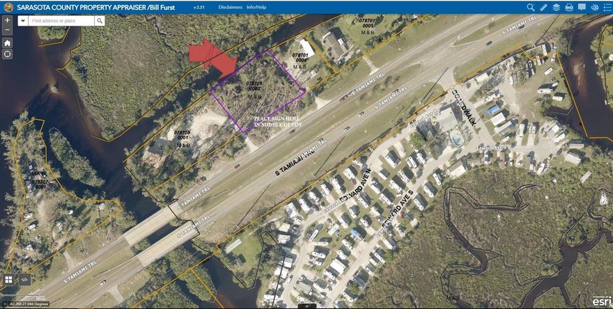 Over a half an acre on the Myakka River and U.S 41. 200 feet of river frontage with a boat basin. Ready to built your home. Minutes away from I-75, shopping, restaurants, and a short drive to the beach. A year round destination for fishing, boating and vacationing.