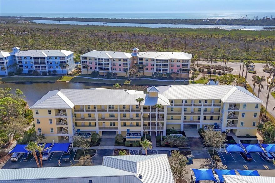 Enjoy all that Cape Haze Resort has to offer with a variety of amenities including a fitness center, community pool and spa, tennis / pickle ball courts, walking trails, a basketball court, putting green and a volleyball court. This three- bedroom end unit includes a fully equipped kitchen, living / dining room, along with a screened lanai with lovely views of a lake and fountain. Park in your assigned garage space and use the elevator to bring up your luggage with ease.