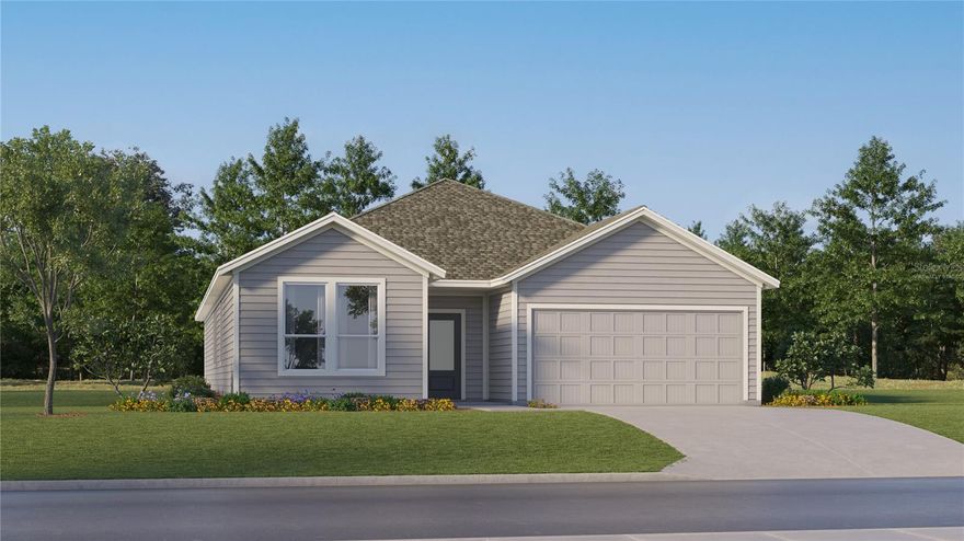 One or more photo(s) has been virtually staged. Under Construction. This new four-bedroom Hendrix showcases convenient single-story living. Three secondary bedrooms are located near the front of the home off the foyer, near a versatile flex space ready to be used as an office or studio. An open-concept floorplan blends the kitchen, living and dining areas with easy access to a covered patio, while a luxe owner’s suite is nestled into a private rear corner, providing direct access to a full bathroom with dual sinks and a walk-in closet. Each home comes with Lennar’s Everything’s Included® promise, which includes new appliances as well as quartz countertops, blinds, and more in the price of your home. R19 insulation is used to provide a quiet, comfortable and highly energy efficient home. LP Siding provides durability and impact resistance for your beautiful Florida home. This brand new home is in the beautiful 24hr manned gated golf club community of Providence provides their residents luxury resort-like amenities. Providence is the Hidden Jewel of Davenport with elegance at every turn. The community was designed with active families in mind. Amenities include a fully-equipped fitness center, tennis courts, a resort-style swimming pool, lap pool, walking trails, tot lot, dog park, restaurant, Pro Shop and much more! The Michael Dasher designed, 18-hole course covers 7,046 yards and features championship tees and immaculately maintained greens. Providence has been voted the #1 Grand Award Community of the Year.