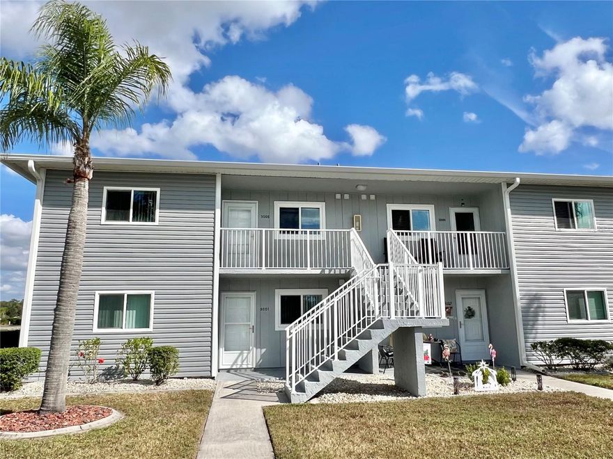 Welcome to this beautifully maintained, fully furnished 2-bedroom, 2-bath condo located in a desirable two-story building with a top-floor lake view. Enjoy peaceful mornings and relaxing evenings from your private lanai, complete with vinyl screens (2023) for year-round comfort.

This move-in-ready residence features hurricane impact windows and a Forcefield Defender electric roll-down screen on the sliding glass doors for added hurricane protection. The kitchen was completely updated in 2021 with new appliances, and the hot water heater was also replaced in 2021. The roof was replaced in 2023. Waterproof vinyl flooring runs throughout the entire condo, offering both durability and modern appeal.

The primary suite includes a walk-in closet and an ensuite bathroom with dual sinks and a convenient linen closet. A dedicated laundry room provides additional storage space. All units in the community have been fully repiped.

Community amenities include a heated pool, clubhouse, and bocce ball courts. This very active community offers a vibrant social calendar with water aerobics, Mahjong, Bingo, card nights, and monthly social gatherings.

Ideally located with easy access to shopping and I-75, just a short drive to downtown Punta Gorda and PGD Airport, enjoy Southwest Florida’s stunning Gulf Coast beaches. This well-cared-for property is truly move-in ready.