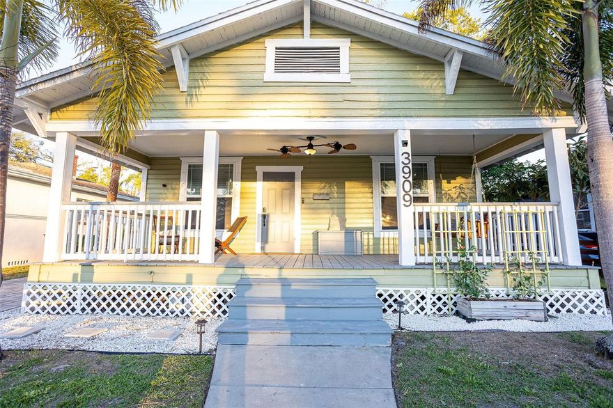 Own a piece of Tampa's history with this impeccably updated 1919 Craftsman Bungalow, nestled in Tampa Heights– Tampa’s FIRST residential suburb and one of its most CENTRALLY LOCATED urban neighborhoods! This 3 bedroom, 2 FULL bathroom home delivers a rare blend of HISTORIC CHARM, HIGH-END FINISHES, and exceptional OUTDOOR LIVING, all just minutes from Downtown Tampa, Ybor City, Armature Works, and the Tampa Riverwalk.
From the spacious, covered front porch to the private backyard oasis, you’ll have plenty of space to enjoy your little slice of “land” in the city. Inside, natural light pours through dual-pane, ENERGY-EFFICIENT WINDOWS (with HURRICANE FABRIC INLUDED), illuminating ORIGINAL BUILT-IN bookshelves, durable LVP flooring, 8" baseboards, and classic 5-panel doors. The tastefully updated kitchen features BUTCHER BLOCK COUNTERTOPS, white SHAKER CABINETS, stainless steel appliances, and an indoor laundry closet with stackable washer/dryer.
Both bathrooms are finished with timeless porcelain tile and subway tile accents. The primary suite feels like a treehouse retreat– complete with a textured accent wall, bifold barn closet doors, and a STUNNING VIEW of the deck and tree canopy. The en-suite features a DUAL VANITY and custom built-in shelving. Bedrooms 2 and 3 are equally thoughtful, offering custom built-in cabinetry, a floating loft bed, and optional built-in desk/workstations (can be removed if desired).
Step outside to your PRIVATE BACKYARD OASIS: a WRAP-AROUND DECK, lush landscaping with a producing mango tree and loquat trees, a gravel parking pad (fits two cars), irrigation system, fully fenced yard, and a 12x16 LOFTED STORAGE SHED from Best Barns USA– perfect for storage, a workshop, or your own he/she shed.
All major systems are in great shape: roof replaced in 2019, HVAC 2015 (semi-annual maintenance), updated plumbing and electrical. Clean 4-Point and Wind Mitigation reports completed.
The location is a dream– walking distance from the local favorite Angry Chair Brewing and next-door neighbors with Thee Burger Spot, as well as a short drive to dozens of local hotspots, Tampa International Airport, several hospitals & Universities, 30min drive to Pinellas county’s WORLD RENOWNED BEACHES. You're also positioned to benefit from the Robles Park Village redevelopment– an $800M+ project bringing new retail, a grocery store, a community center, and green spaces to the neighborhood, with strong long-term appreciation potential (details in attachments). 
Whether you're searching for a move-in ready primary residence or a high-performing short- or long-term rental investment, start here. Can be sold FULLY FURNISHED for the Buyer’s convenience. Take a VR tour below: 
<iframe width="853" height="480" src="https://my.matterport.com/show/?m=gv5h24YSSkL" frameborder="0" allowfullscreen allow="autoplay; fullscreen; web-share; xr-spatial-tracking;"></iframe>