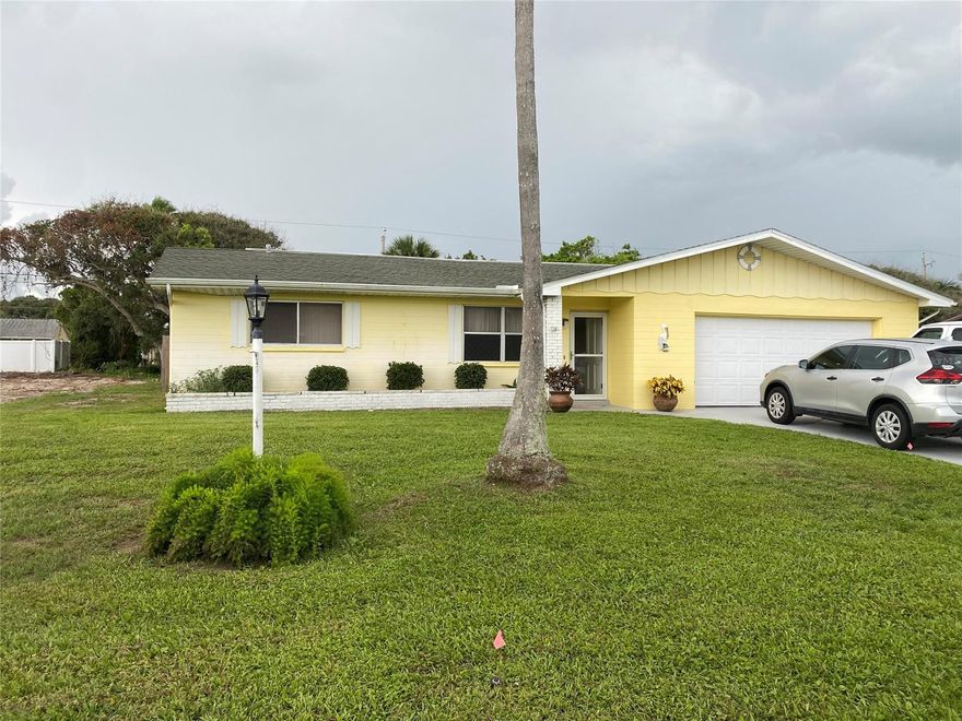 This 2bed/2 bath home is located in the highly desirable "no drive beach area" just 2 blocks to the white sand beach and ocean. Also, you are just steps away from the boat ramp for kayaking or paddle boarding in the intra-coastal. The home sits on a .32 acre lot all privacy fenced in with a shower outhouse to wash off all the beach sand, the property also has a full irrigation system. This home posses a open concept  living room and a fireplace family room and over sized 2 car garage. All information is intended to be accurate but cannot be guaranteed. ;Water: City