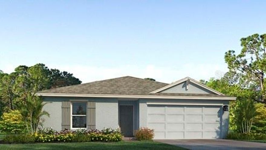 Under Construction. Receive up to $10,000 towards closing costs with the use of our preferred lender. The Freeport II is a modern single-story floor plan designed with both style and convenience in mind. Offering 4 bedrooms and 2 bathrooms, this home provides the perfect balance of space and functionality for families of all sizes. Its open-concept design connects the kitchen, dining, and living areas, creating an inviting space that’s ideal for gatherings or everyday living. The primary suite is privately located at the rear of the home and features a walk-in closet and a private bathroom with dual vanities. Three additional bedrooms are positioned toward the front, offering plenty of flexibility for family, guests, or a flex room. The kitchen is a highlight of the home, complete with a large island, quartz countertops, and stainless-steel appliances, all overlooking the main living areas for easy entertaining. This community offers resort-style living with amenities for everyone, including a sparkling pool, fitness room, playground, dog park, and both pickleball and tennis courts. Residents can also enjoy friendly competition at the beach volleyball and basketball courts, creating the perfect blend of relaxation and recreation.