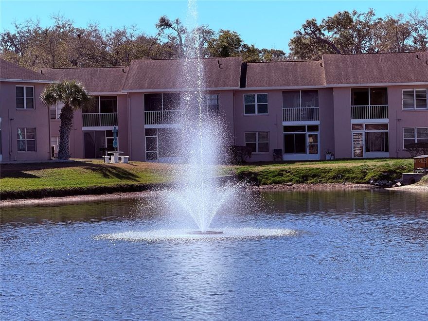 Welcome to maintenance-free Florida living in the gated 55+ community of Sunnybrook in New Port Richey! This beautifully maintained 2-bedroom, 2-bath second-floor condo offers 835 square feet of comfortable living space with tranquil lake views and a private balcony to enjoy your morning coffee. Inside, you'll find laminate and tile flooring, a functional kitchen with pantry and full appliance package (including stacked washer/dryer), and a spacious primary suite with walk-in closet. The open layout is light and inviting, with ceiling fans and central air for year-round comfort. Enjoy resort-style amenities including a clubhouse, heated pool, tennis courts, pickleball, racquetball, shuffleboard, and beautifully maintained grounds. The monthly HOA covers exterior maintenance, grounds maintenance, trash, and water--making this an ideal full-time residence or seasonal retreat. Conveniently located near shopping, dining, medical facilities, and US-19 for easy access to beaches and surrounding areas. Affordable, low-maintenance, and move-in ready--schedule your showing today!